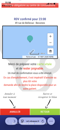 screen rdv asos SOS médecins Niort 79 annulation